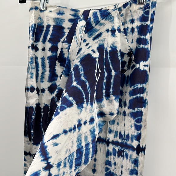 🆕Generation Love Nia Indigo Silk Spandex Tie Dye Faux Wrap Skirt Med Available - Picture 6 of 12